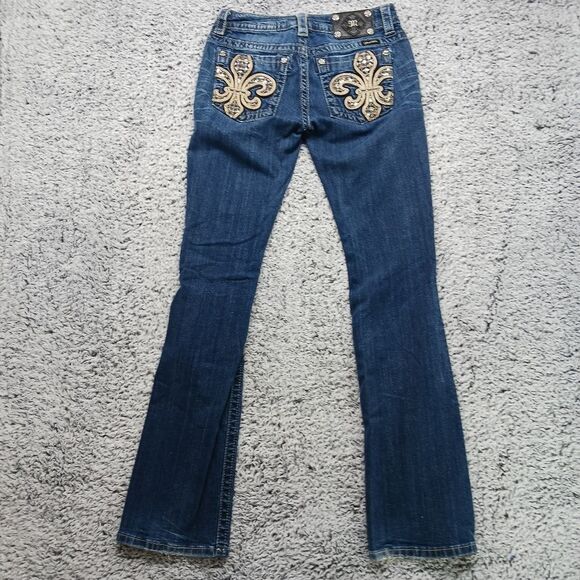 Miss Me Embellished Boot Cut Denim Jeans Women's 28. Leather Tag/ Pockets. Blue. - Picture 3 of 16